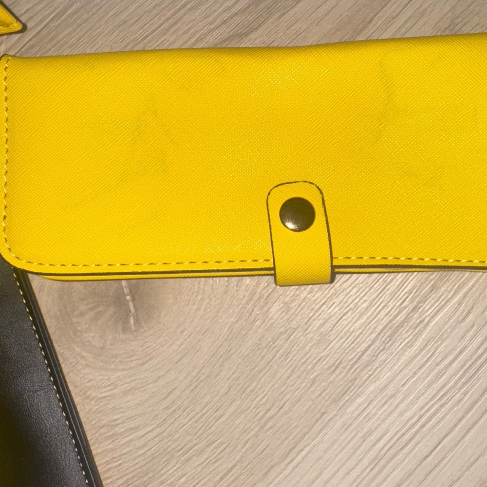 Large Yellow Colorblock Tote Bag Set 3 Piece-crossbody- Wallet - Picture 6 of 7